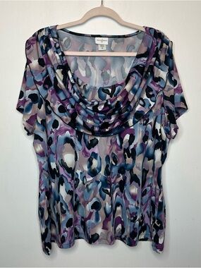 Jaclyn Smith Women’s Plus Size Cowl Neck Blue Purple Gray Size 3X